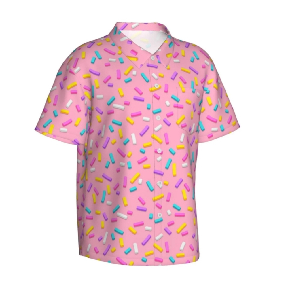 Colorful Confetti Sprinkle Print Button-Up Shirt